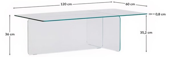 Skleněný konferenční stolek Kave Home Zaren 120 x 60 cm