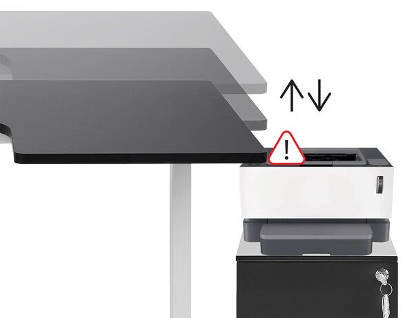 Elektricky nastavitelný rohový psací stůl DESTINES 160 cm 109 cm Černá Levá
