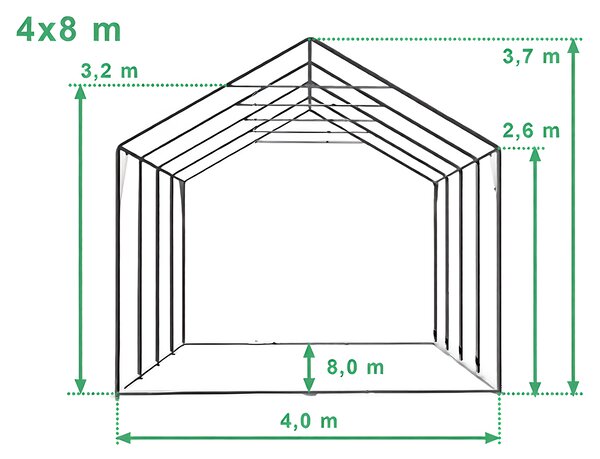 Párty stan 4x8m Max+ 2,6m - ohnivzdorný barva Bílá