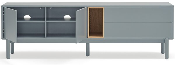 Modrošedý lakovaný TV stolek Teulat Corvo 180 x 40 cm