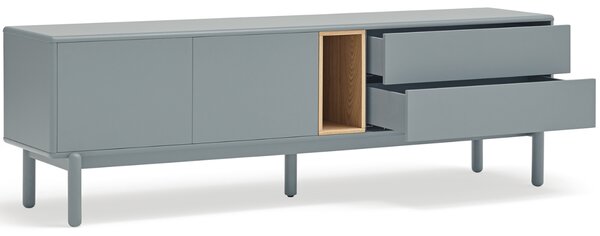 Modrošedý lakovaný TV stolek Teulat Corvo 180 x 40 cm