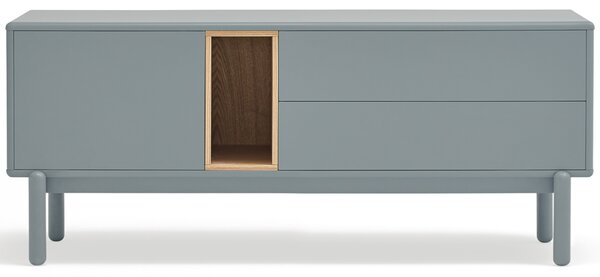 Modrošedý lakovaný dubový TV stolek Teulat Corvo 140 x 40 cm
