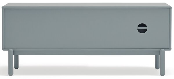 Modrošedý lakovaný dubový TV stolek Teulat Corvo 140 x 40 cm