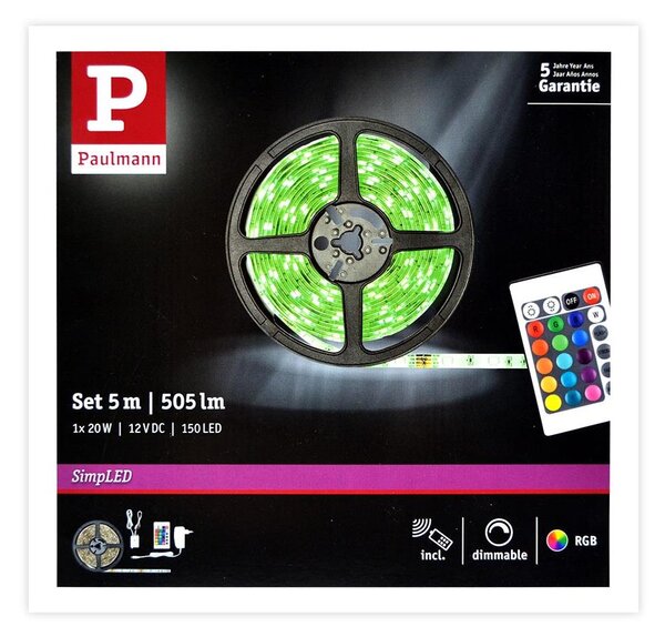 Paulmann 78978 - LED RGB/20W Stmívatelný pásek SIMPLED 5m 230V + DO