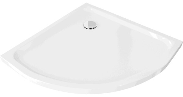 Mexen Flat sprchová vanička půlkruhová slim 70 x 70 cm, bílá, sifon chrom - 41107070