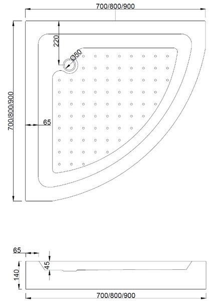 Mexen Rio, čtvrtkruhový sprchový kout s posuvnými dveřmi 70 (dveře) x 70 (dveře) x 190 cm, 5mm sklo námraza, černý profil + bílá sprchová vanička RIO…