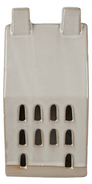 Béžový porcelánový dekorační domeček s deseti malými okny Talen L – 18 cm