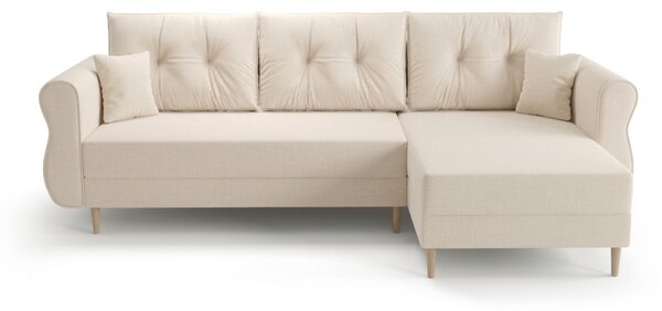 Rozkládací oboustranná sedací souprava do L SILVIANO 230x140 cm, krémová