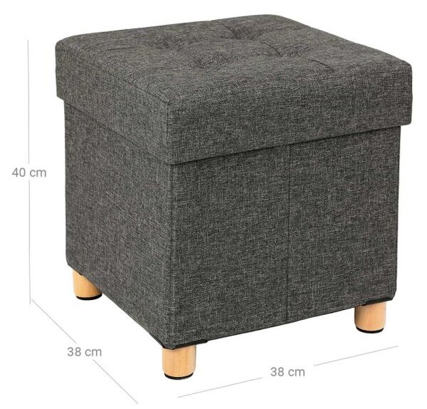Taburet s úložným prostorem 38×38×40 cm, tmavě šedý
