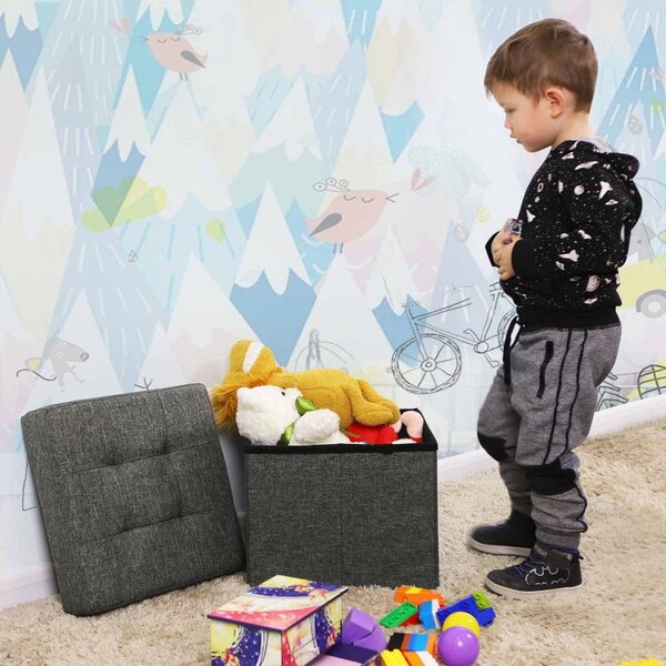 Taburet s úložným prostorem 38×38×40 cm, tmavě šedý
