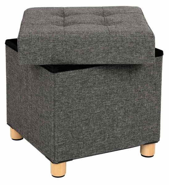 Taburet s úložným prostorem 38×38×40 cm, tmavě šedý