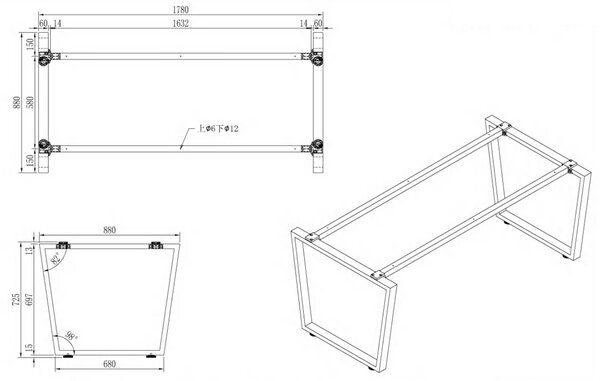 Kancelářský stůl PRIMO IMPRESS, 180x90 cm, šedostříbrná podnož, buk