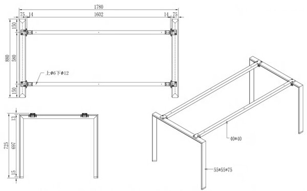 Stůl PRIMO INFINITY 180x90 cm, buk + stolní zásuvka TYP V, černá