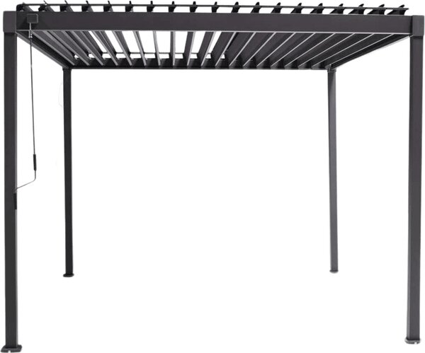 Ocelová bioklimatická pergola Mirador s lamelovou střechou, tloušťka sloupků 8 × 8 cm, 3 × 3 m, antracitová – podobná RAL 7015