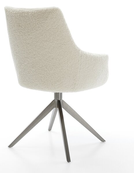 DELIFE Jídelní židle Alja-Flex s područkami beránek béžová křížová podnož široká grafitová 360° otočná houpací funkce taštičkové pružiny