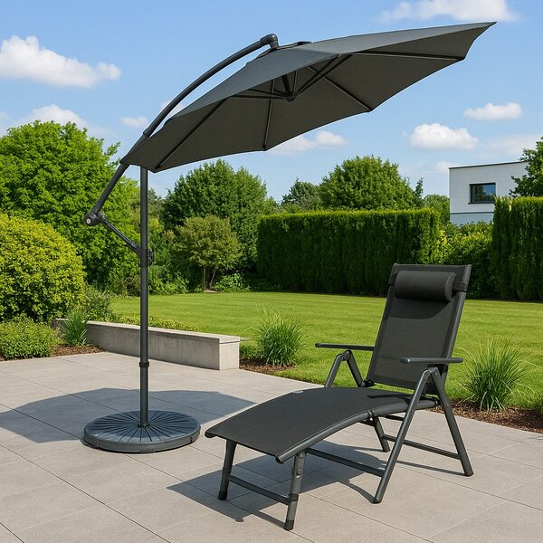 Zahradní lehátko Rubino, černá / šedá