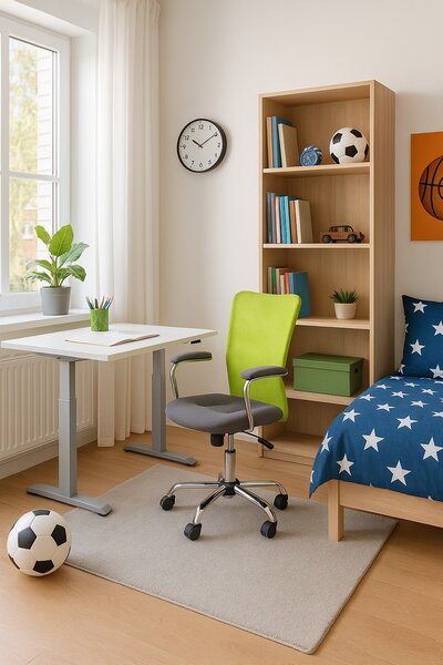 Výškově nastavitelný stůl OfficeTech A, 120 x 80 cm, šedá podnož, bílá