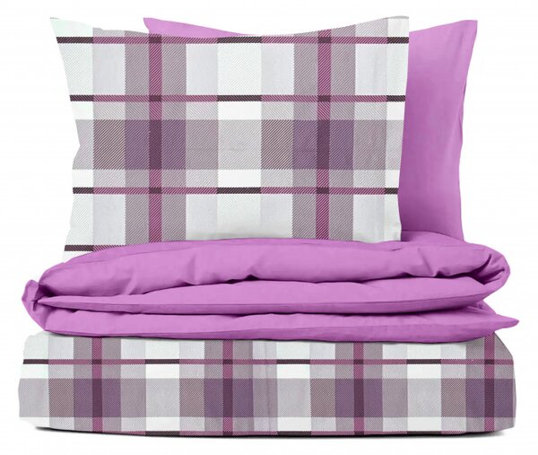 Ervi Bavlněné povlečení oboustranné - kapesníkový vzor fialový/fuchsia