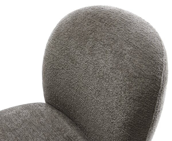 DELIFE Jídelní židle Nube-Flex bouclé měkký tmavě béžová křížová podnož bílá 360° otočný houpací funkce taštičkové pružiny