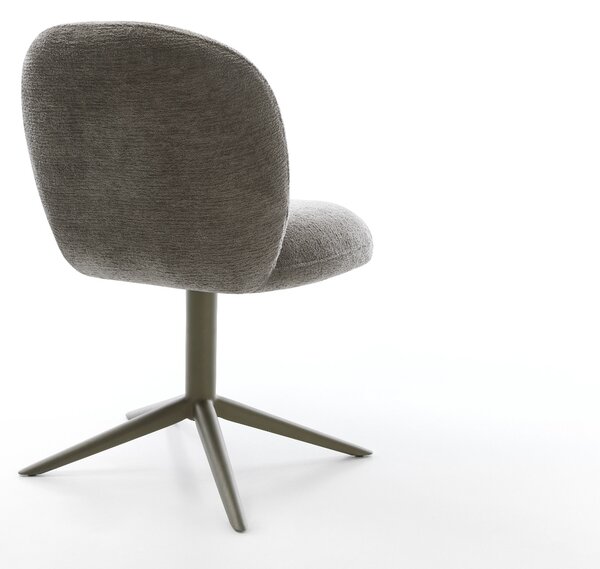 DELIFE Jídelní židle Nube-Flex bouclé měkký tmavě béžová křížová podnož titanová barva 360° otočný houpací funkce taštičkové pružiny