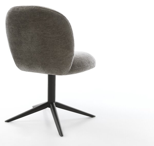 DELIFE Jídelní židle Nube-Flex bouclé měkký tmavě béžová křížová podnož černá 360° otočný houpací funkce taštičkové pružiny