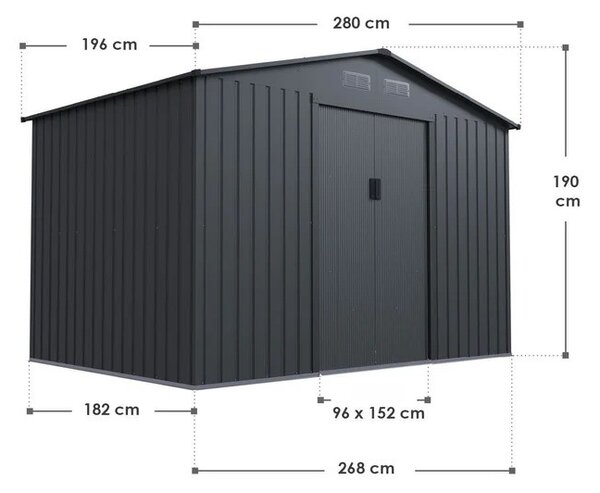 Juskys Zahradní domek XL 280x196x190 cm - antracit