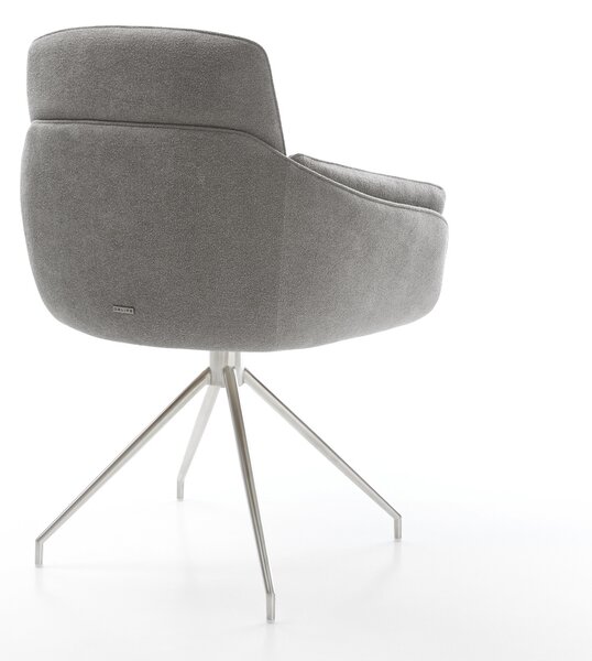 DELIFE Jídelní židle Luan-Flex s područkami strukturovaná látka Měkký šedá křížová podnož zúžená nerezová ocel