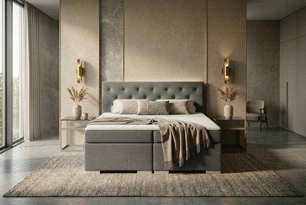 POSTEL BOXSPRING, 180/200 cm, tmavě šedá MID.YOU - Manželské postele, Online Only