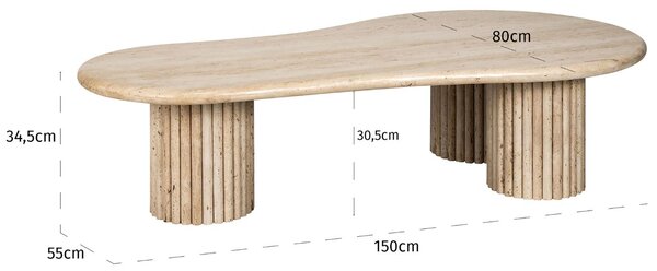 Béžový kamenný konferenční stolek Richmond La Cantera 150 x 80 cm
