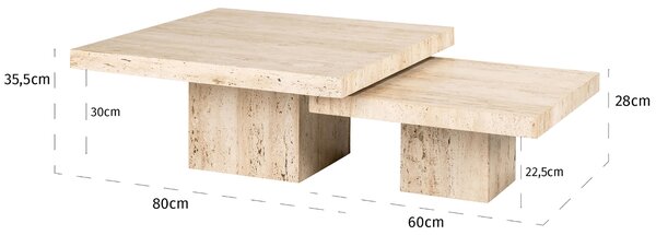 -25 % Dny MOMENTI– Richmond Set kamenných konferenčních stolků La Cantera 80x80 / 60x60 cm