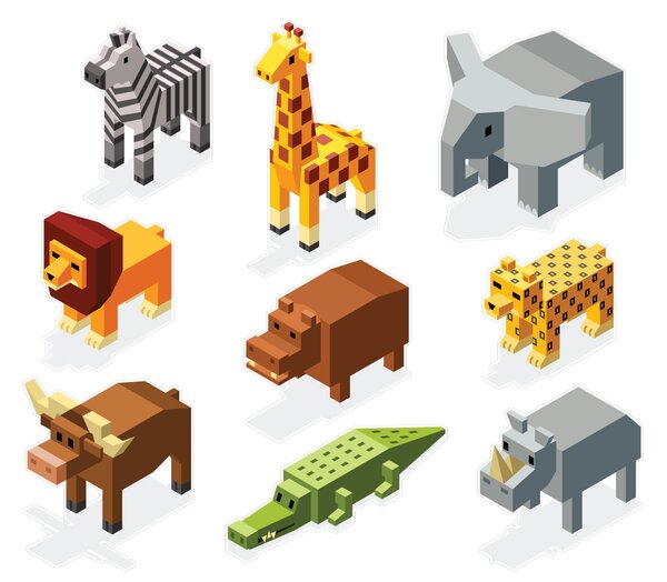 FUGU Přemístitelné samolepky Africká zvířata 3D