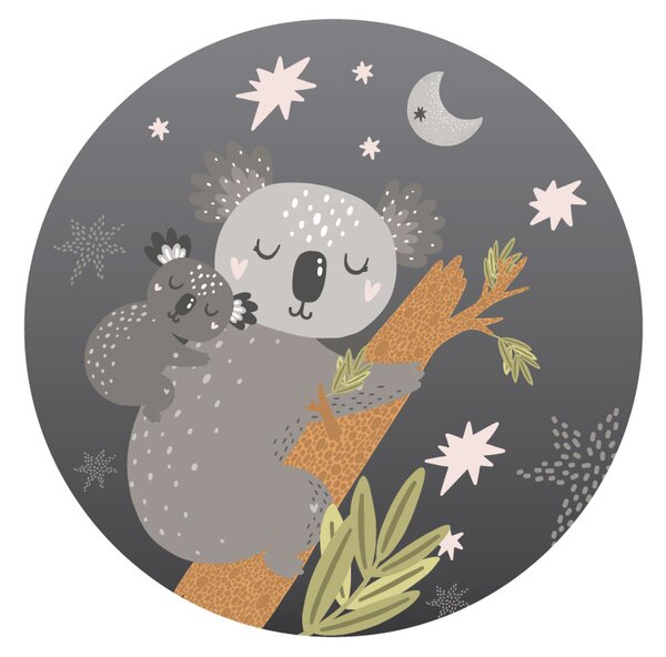 FUGU Samolepka na zeď kruh - Máma a mimi koala Rozměr: Střední kruh 63 cm