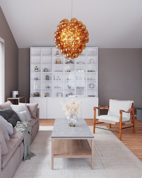 ByRydens 4202230-5512 - Lustr na lanku DELUXE 4xE14/5W/230V kouřová/hnědá