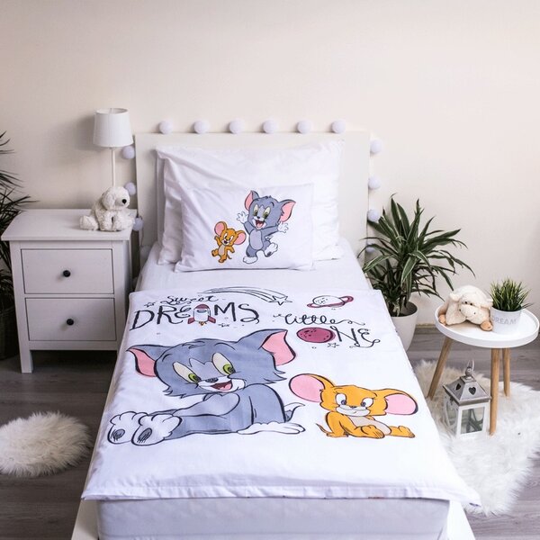 Jerry Fabrics Dětské bavlněné povlečení do postýlky Tom & Jerry TJ050, 100 x 135 cm, 40 x 60 cm