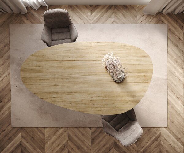 DELIFE Jídelní stůl Edge oválný 220x120 cm keramika Laminam® sabbia dubová barva kov šikmý černý
