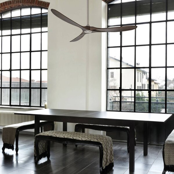 CasaFan Stropní ventilátor ECO GENUINO, chrom/ořech, Ø 152 cm, tichý, Tmavé dřevo, Obývací pokoj / jídelna, Dřevo, Moderní