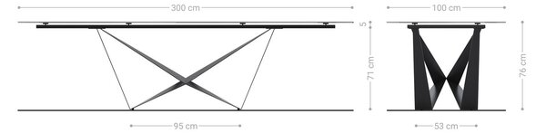 DELIFE Jídelní stůl Edge 300x100 keramika Laminam® Travertino Bianco krémová bílá Spider kov bílá