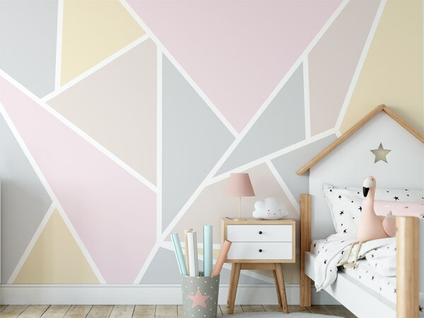 FUGU Dětská samolepicí tapeta - Geometric emotion pink-yellow Materiál: Digitální eko vlies - klasická tapeta nesamolepicí