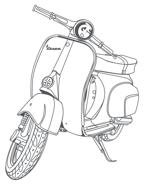FUGU Samolepka na zeď - Vespa Barva: tmavě šedá 073