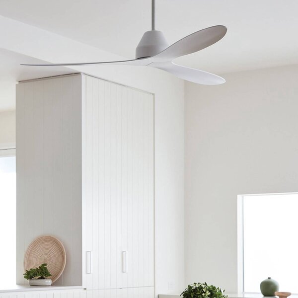Beacon Lighting Stropní ventilátor Whitehaven, bílý, DC, tichý, 142 cm, Bílá / opál, Obývací pokoj / jídelna, Plast, Moderní