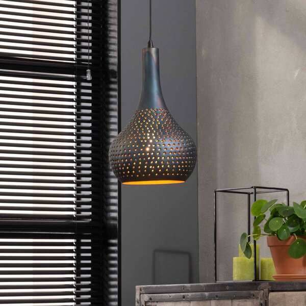ZIJLSTRA Závěsné svítidlo Bombur single light black-brown, stmívatelný, Černá, Obývací pokoj / jídelna, kov