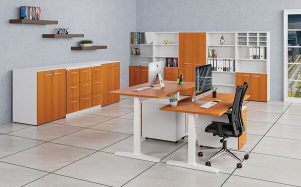 Kancelářský mobilní kontejner PRIMO WHITE, 4 zásuvky, bílá/třešeň