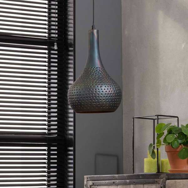 ZIJLSTRA Závěsné svítidlo Bombur single light black-brown, stmívatelný, Černá, Obývací pokoj / jídelna, kov