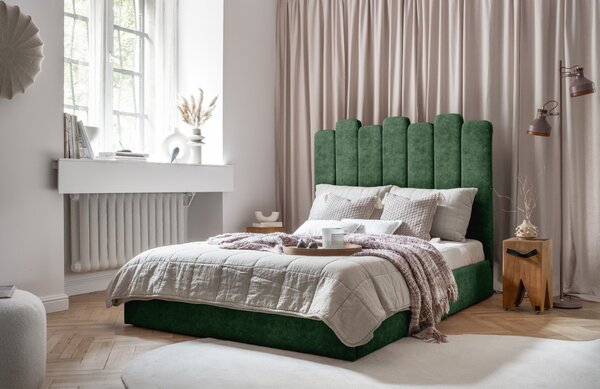 -25 % Dny MOMENTI– Zelená sametová dvoulůžková postel Miuform Dreamy Aurora 160 x 200 cm