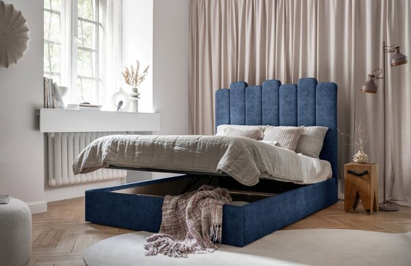 -25 % Dny MOMENTI– Modrá sametová dvoulůžková postel Miuform Dreamy Aurora 160 x 200 cm