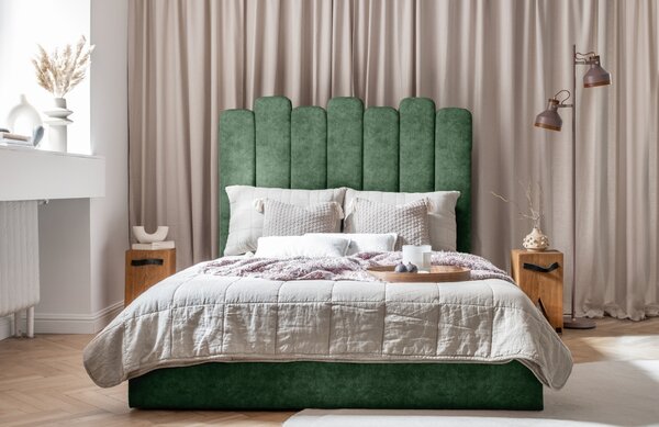 -25 % Dny MOMENTI– Zelená sametová dvoulůžková postel Miuform Dreamy Aurora 160 x 200 cm