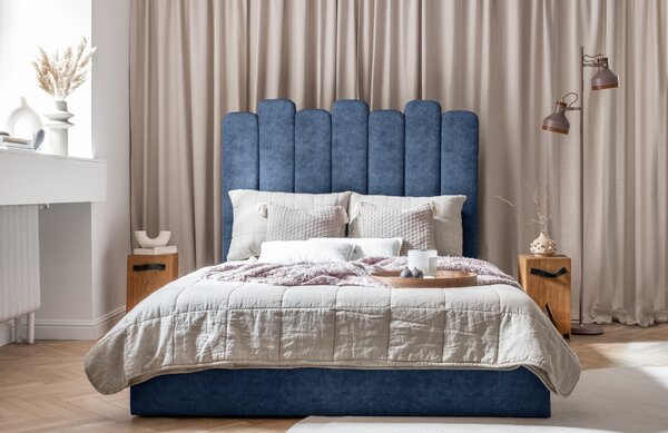 -25 % Dny MOMENTI– Modrá sametová dvoulůžková postel Miuform Dreamy Aurora 160 x 200 cm