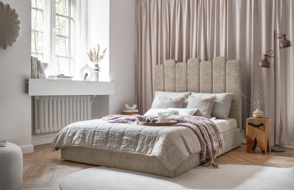 -25 % Dny MOMENTI– Béžová sametová dvoulůžková postel Miuform Dreamy Aurora 160 x 200 cm