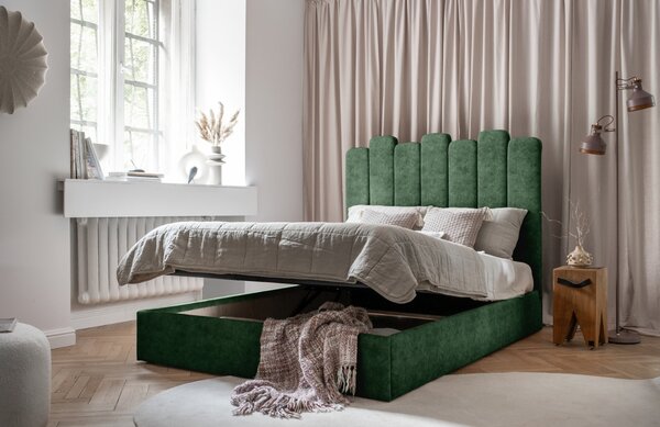 -25 % Dny MOMENTI– Zelená sametová dvoulůžková postel Miuform Dreamy Aurora 160 x 200 cm