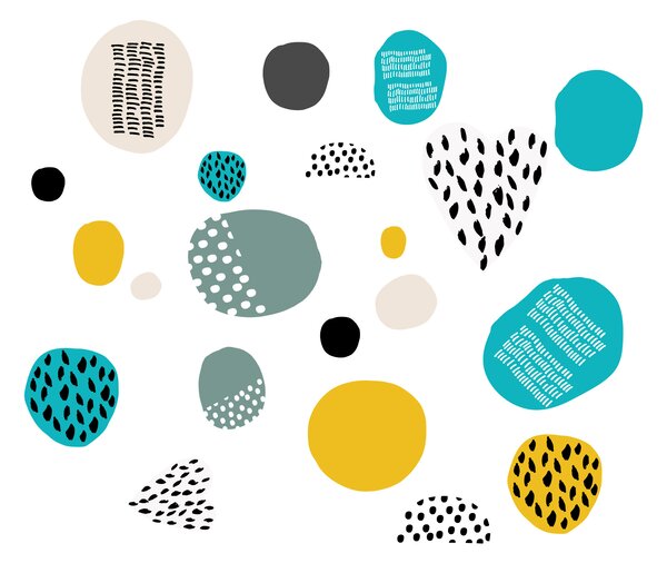 FUGU Přemístitelné samolepky na zeď Abstrakt Kids - yellow Rozměr: MALÝ: (š x v) samolepky od 8 - 40 cm